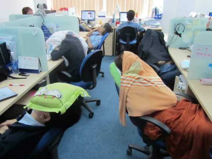 sleeping in office