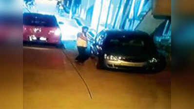 Caught on cam: Congress leader’s son breaks car mirrors in act of vengeance 