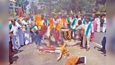 ಮಂಡ್ಯ: ರೈತಸಂಘದ ಕಾರ‍್ಯಕರ್ತರ ಪ್ರತಿಭಟನೆ