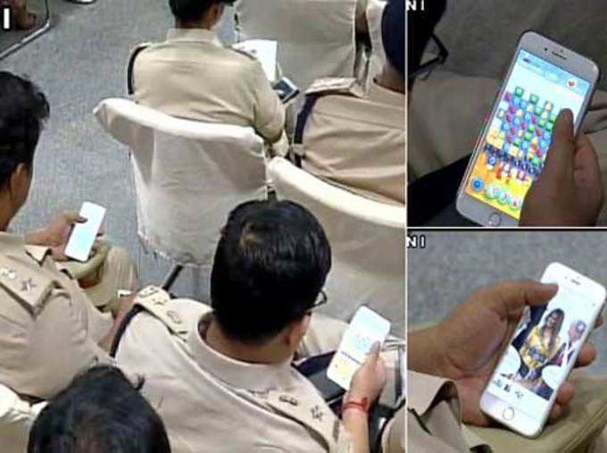 पाटणा: पोलीस खात्याच्या एका सेमिनार दरम्यान काही पोलीस अधिकारी मोबाईलवर गेम खेळताना, व्हिडिओ पाहताना आढळले