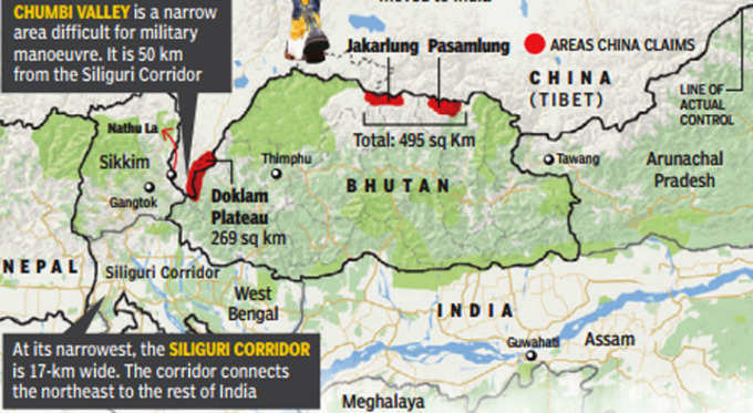 चुंबी वैली में भारत, भूटान और नेपाल की सीमाएं
