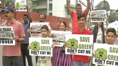 Bengaluru residents stage protest against construction of steel flyover 