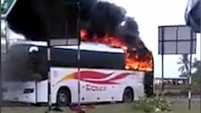 Watch: Bengaluru-Chennai KSRTC Volvo bus catches fire 