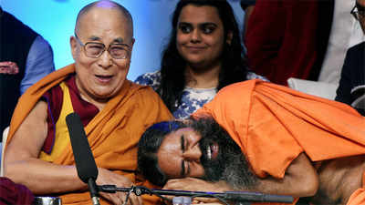 Watch: Baba Ramdev, Dalai Lama share light moments at World Peace and Harmony conclave 