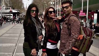 Malaika Arora poses with Karan Johar on the streets of Melbourne 