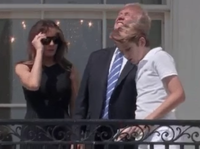 ट्रंप ने बगैर चश्मे के देखा सूर्यग्रहण, लोगों ने लिए मजे