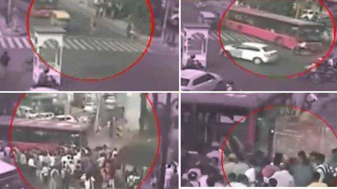 CCTV captures miraculous escape of woman after being dragged by bus in Jaipur 