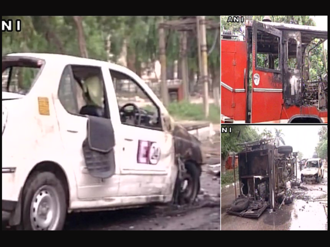 पंचकूला में मीडिया वाहनों को तोड़ा, लगाई आग