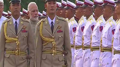Ceremonial welcome for PM Modi in Myanmar 