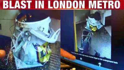 London metro blast: First visuals of burning plastic container 