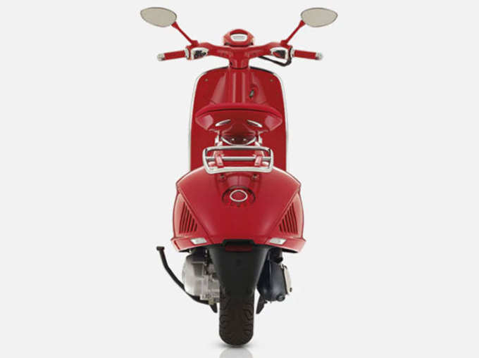 Vespa 125 is red coloured body scooter