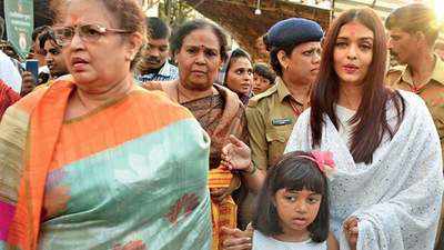 Aishwarya Rai seeks Siddhivinayak’s blessings along with mother Vrinda and daughter Aaradhya 