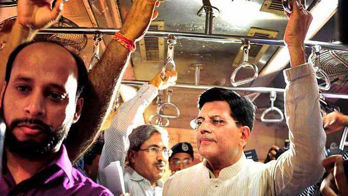 Piyush Goyal travels in Mumbai local, reviews reconstruction of Elphinstone Road FOB 