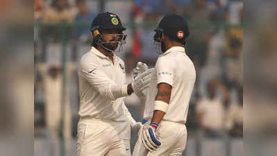 दिल्ली टेस्ट: विराट कोहली और मुरली विजय मेहमान गेंदबाजों पर जमकर बरसे