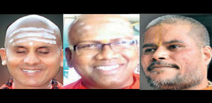 बाएं से- श्री बसवानंद, श्री मदरा चेन्नैया और श्री राजशेखरनंद
