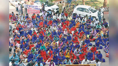 ಪಾಲಿಕೆ ಎದುರು ಕಾರ್ಮಿಕರ ಪ್ರತಿಭಟನೆ