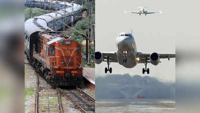रेलवे की पैसेंजर ग्रोथ गिरी, हवाई यात्रियों की संख्या में तेज बढ़ोतरी
