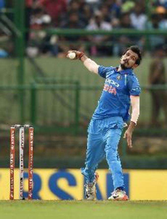 Kandy: India&#39;s Yuzvendra Chahal bowls during the second ODI match against Sri La...