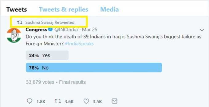 sushma swaraj retweet