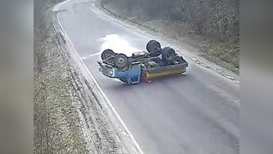 देखें, यूक्रेन की सड़क पर भीषण सड़क दुर्घटना में कैसे बचा ड्राइवर
