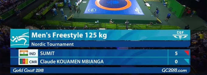 125kg फ्रीस्टाइल कुश्ती में भारत के सुमीत को को मिला वॉकओवर।