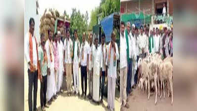 कर्नाटक चुनावः उम्मीदवारों को वोटर्स दे रहे भेड़, बकरियां और अनाज का गिफ्ट