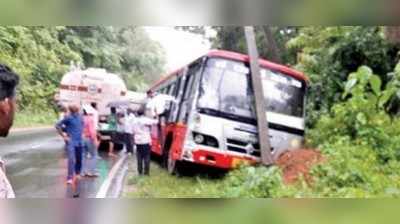 ಚಾಲಕನ ಸಮಯಪ್ರಜ್ಞೆ: ತಪ್ಪಿದ ಭಾರಿ ದುರಂತ