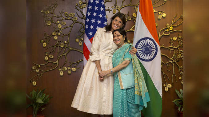 US envoy Nikki Haley meets Sushma Swaraj 