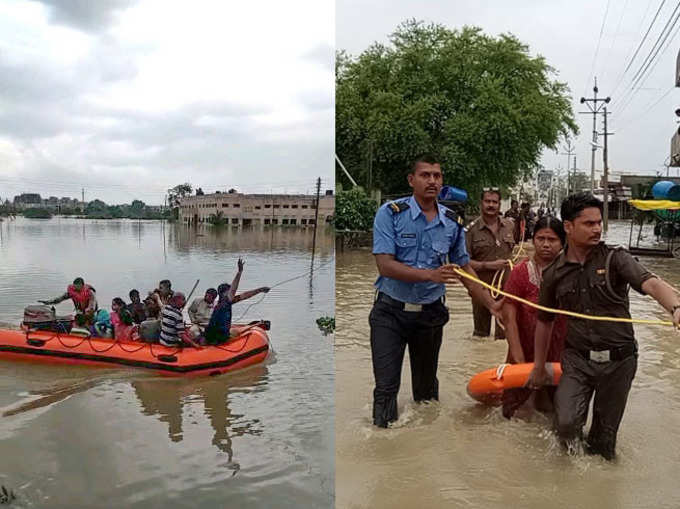 फंसे हुए लोगों को निकाला