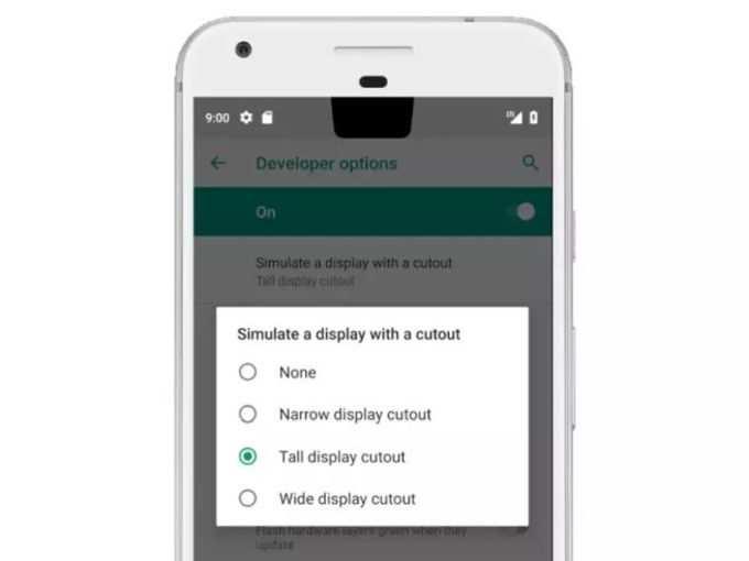 डिस्प्ले पर आईफोन X जैसी नॉच के लिए सपॉर्ट