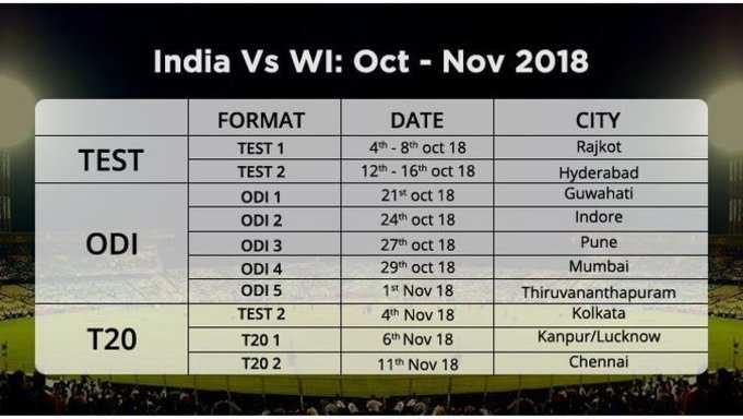 wi vs india schedule