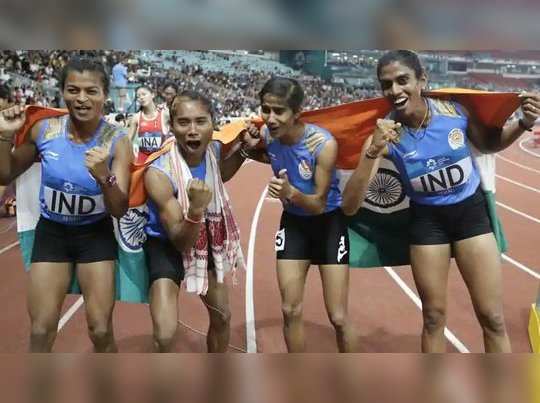 4x400మీ రిలే‌లో భారత మహిళల టీమ్‌కి స్వర్ణం 