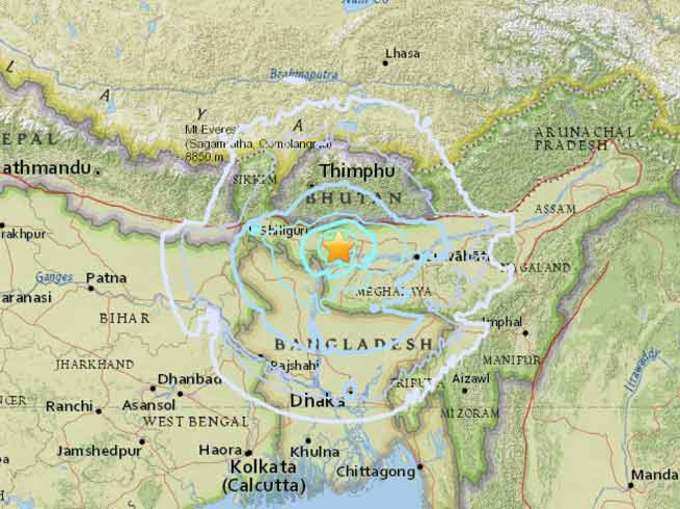 असम भूकंप का केंद्र
