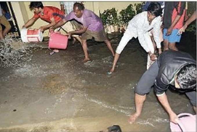 ವಿನಾಯಕ ಬಡಾವಣೆಯಲ್ಲಿ ಮನೆಗಳಿಗೆ ನುಗ್ಗಿದ ನೀರು