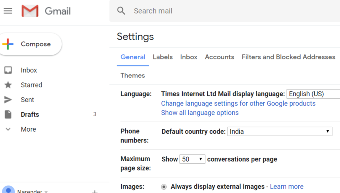gmail setting