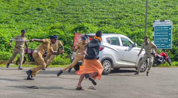 Sabarimala: Police lathi-charge