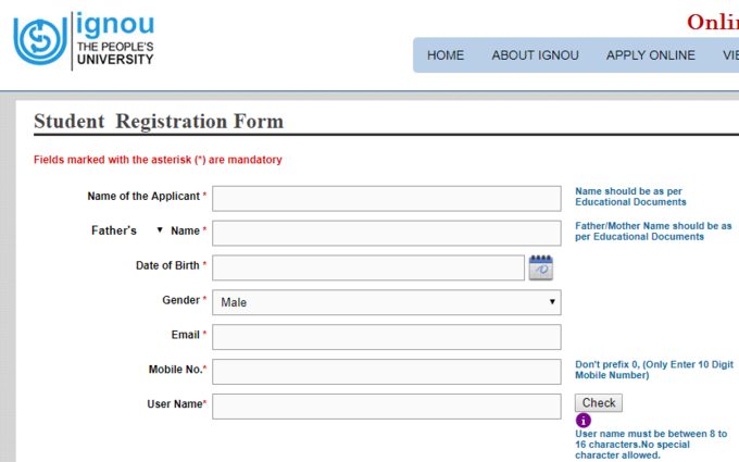 ignou form