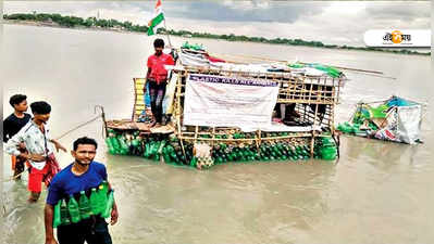 প্লাস্টিক রোধে বোতলের ভেলায় আশ্চর্য প্রচার রাজুর