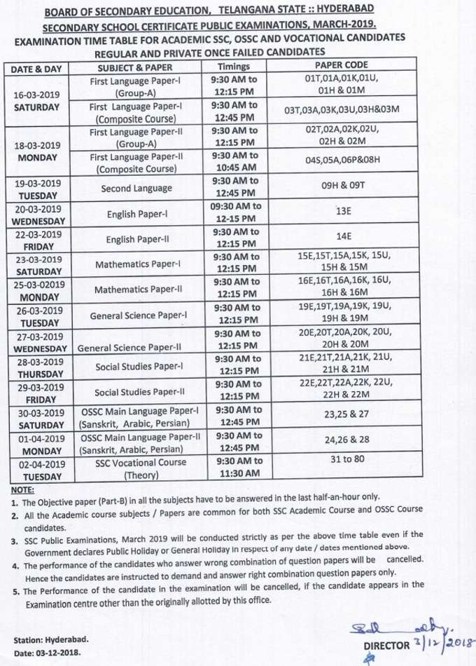 10th time table