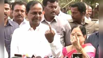 Telangana Polling: భారీ మెజార్టీతో నెగ్గుతాం: కేసీఆర్ 