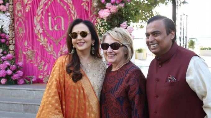 Mukesh Ambani with Hilary Clinton