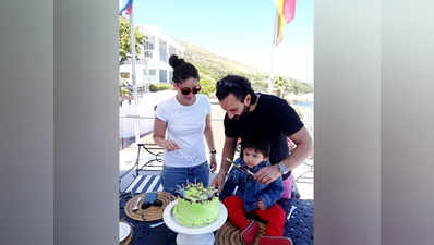 पापा-मम्‍मी के साथ तैमूर अली खान ने काटा बर्थडे केक