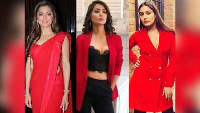 Drashti Dhami, Surbhi Chandna, Hina Khan in Red: दृष्टि, सुरभी और हिना ने रेड लुक से किया घायल