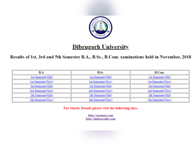 Dibrugarh University Result 2018: ग्रेजुएशन कोर्सेस के रिजल्ट घोषित, यहां देखें