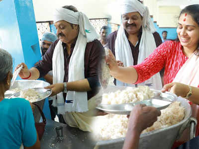 ആറ്റുകാൽ സന്നിധിയിൽ ഭക്ഷണം വിളമ്പി സുരേഷ് ഗോപിയും