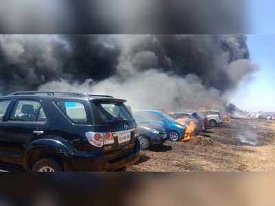 Aero Show fire ಸಾರಿಗೆ ಇಲಾಖೆಯಿಂದ ಬೆಂಕಿಗೆ ಆಹುತಿಯಾದ ಕಾರುಗಳ ಮಾಹಿತಿ