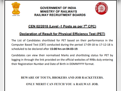 RRB Group D Result 2018 Date & Time Announced: रिजल्ट डेट के बाद समय भी तय, पढें पूरी डीटेल