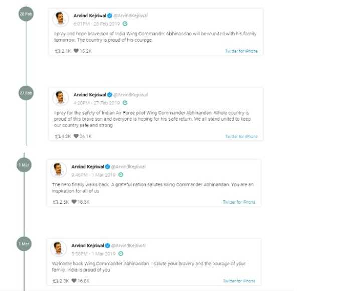 Kejriwal tweets iaf