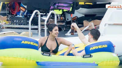 Priyanka Swimsuit Pics : நீச்சல் குளத்தில் ஆனந்தமாக நீராடும் புதுமண ஜோடி!