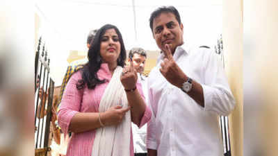 KTR Cast Vote: ఓటు హక్కు వినియోగించుకున్న కేటీఆర్ దంపతులు